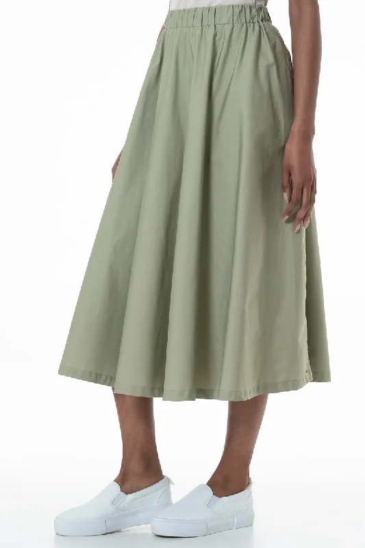 Poplin Skirt _ 153841 _ Sage linen skirt breathable