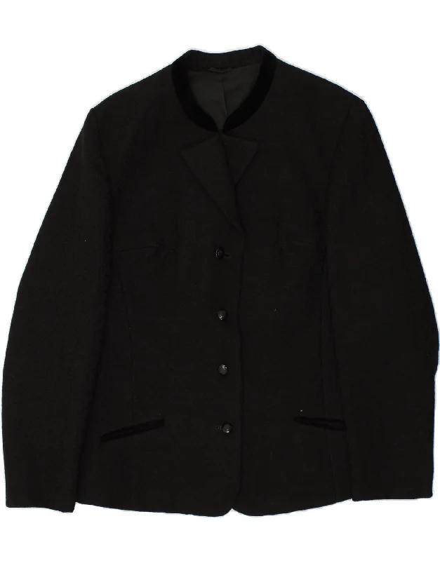 TRACHTEN GERLACH Womens 4 Button Blazer Jacket UK 14 Medium Black New Wool Faux Fur Jacket Real Fur Jacket Shearling Jacket