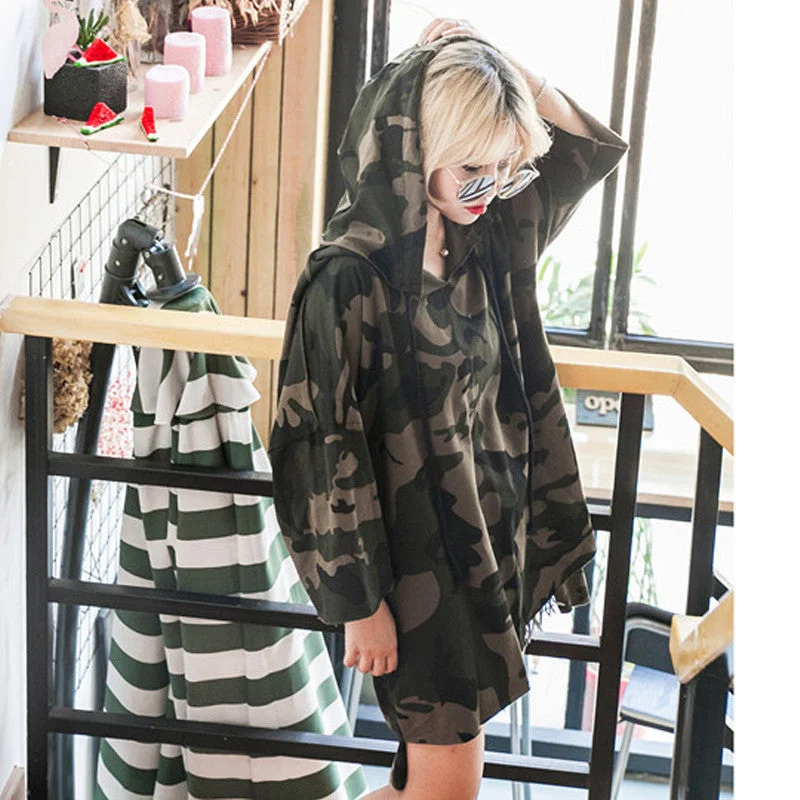 Fashion Killa Hoodie Dress Womens Sweatshirts Hoodies Cotton Women Dress Long Sleeves Hooded Camo Loose Casual Long Dresses Hoodie with Ribbed Cuffs Snug Fit Comfort
