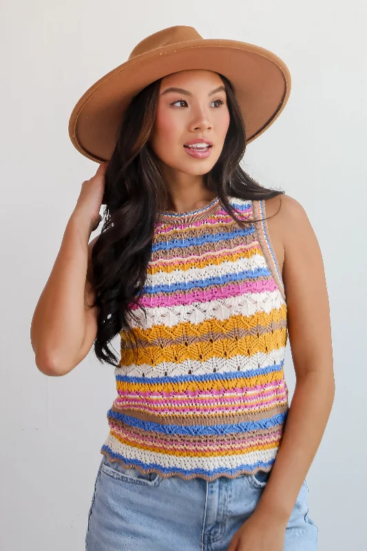 FINAL SALE - Superior Sweetness Multi Crochet Knit Tank modal blend tank