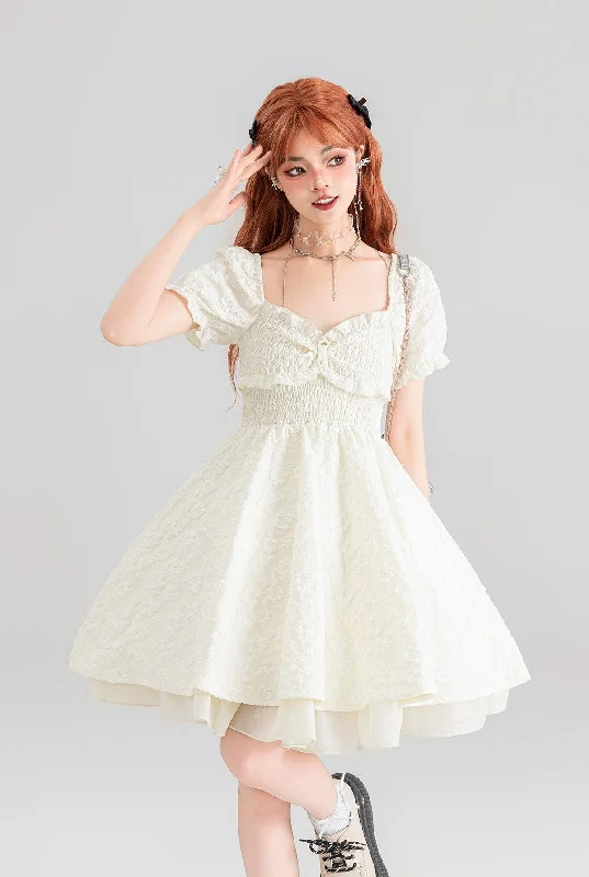 Floral White Waist Princess Dress KEI0071 Tunics Long Elegant