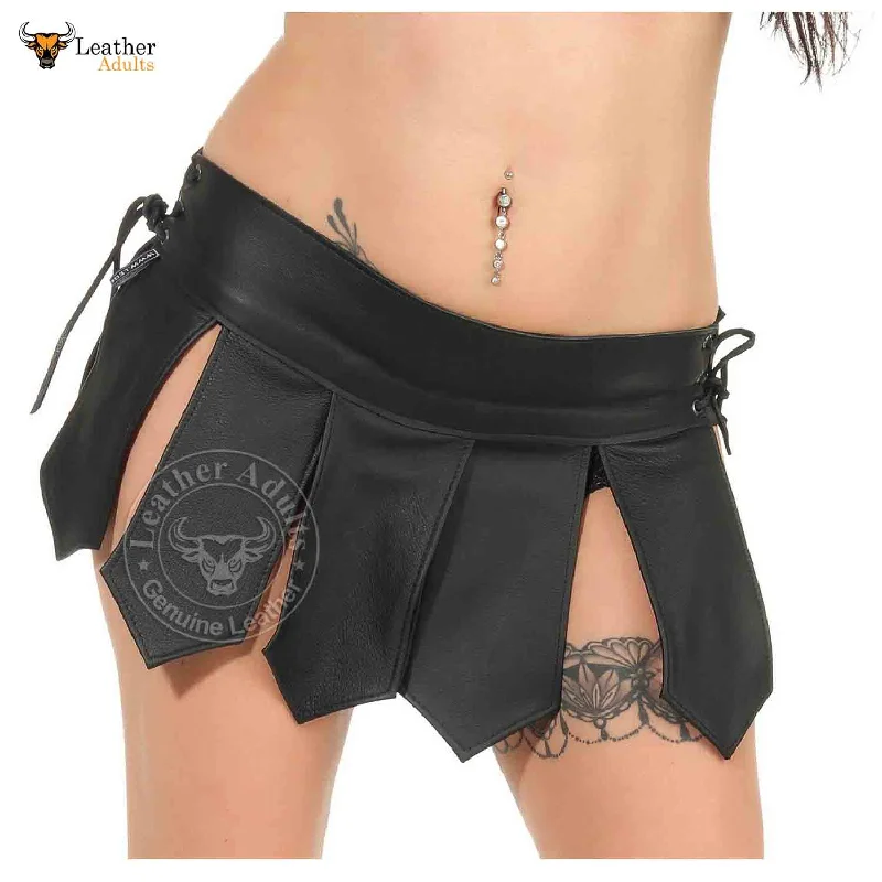 Womens Sexy LAMBS LEATHER Mini Skirt Genuine Leather Kilt Gladiator Skirt Kilt All Sizes leather skirt durable
