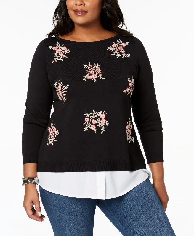 Charter Club Plus Size Embellished Layered Look Sweater Machine Wash Dry Clean Hand Wash