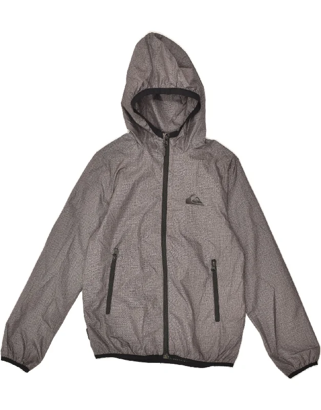 QUIKSILVER Womens Hooded Rain Jacket UK 10 Small Grey Polyester Insulated Jacket Fitted Jacket Loose Jacket
