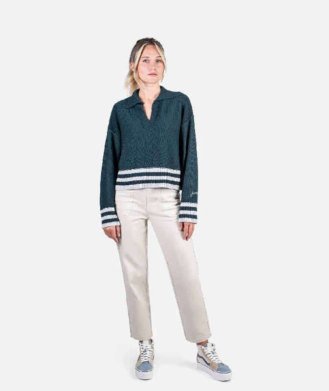 Jetty Tybee Henley Sweater Cable Knit Ribbed Knit Lace Knit