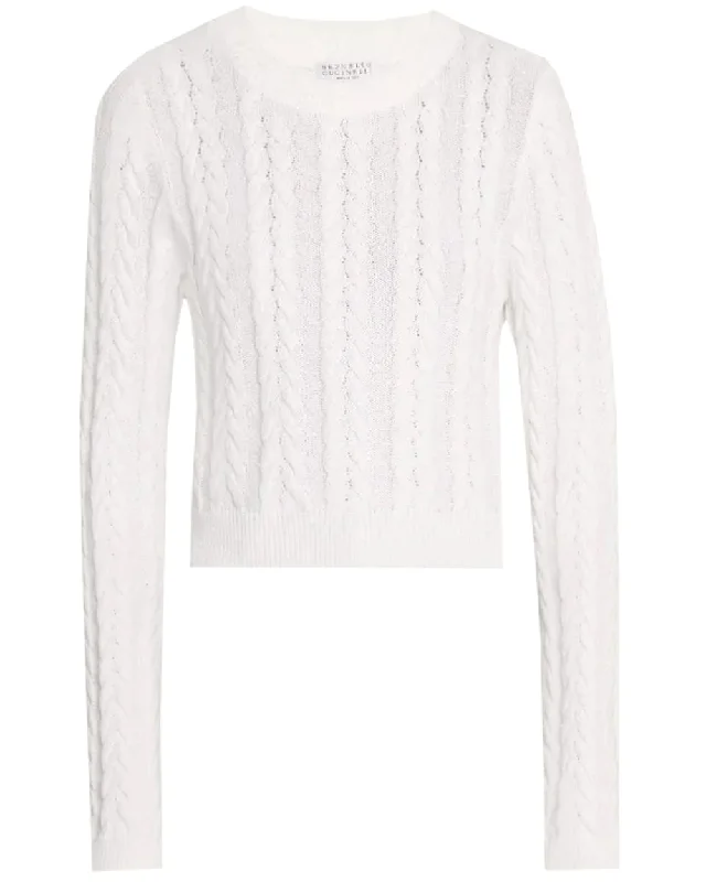 White Diamante Crewneck Sweater Velvet Chenille Corduroy