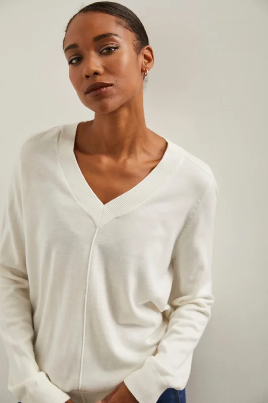Saddle shoulder V neck sweater Sequined Glittery Shiny