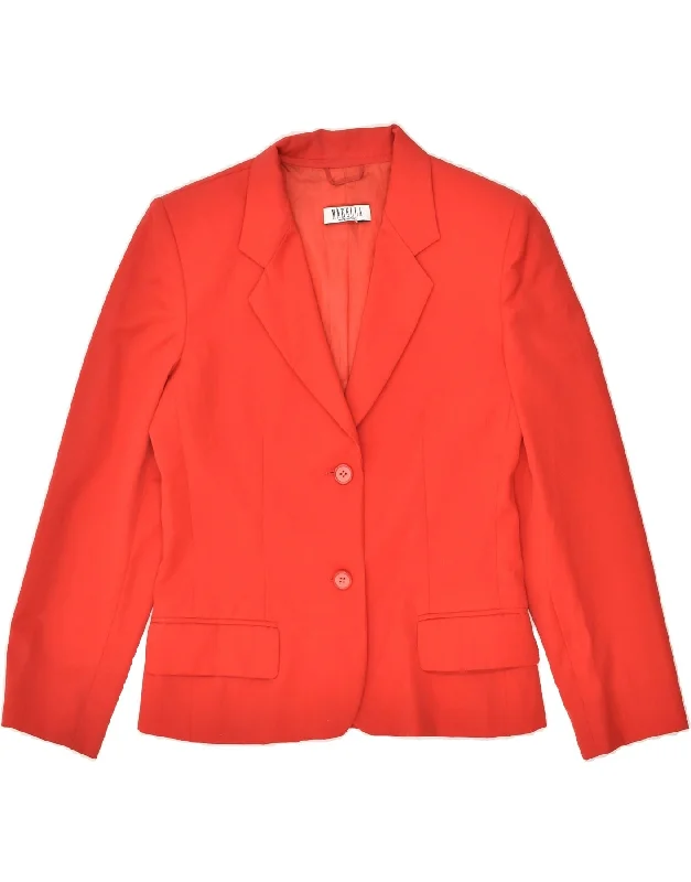 MARELLA Womens 2 Button Blazer Jacket UK 10 Small Red Virgin Wool V-Neck Jacket Boat Neck Jacket Square Neck Jacket