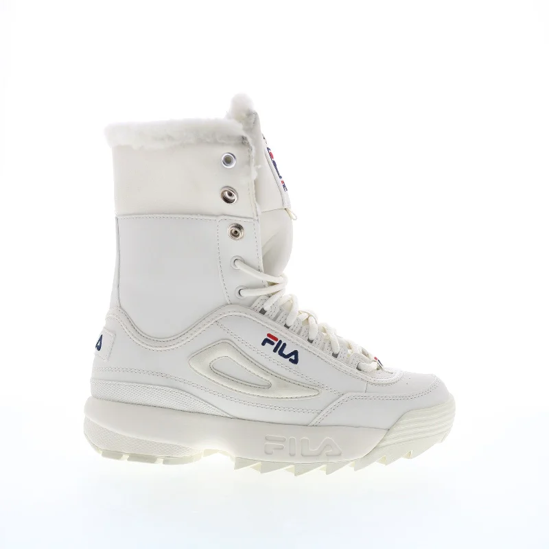 Fila Disruptor Shearling 5HM00544-125 Womens White Casual Dress Boots Elegant Long Evening