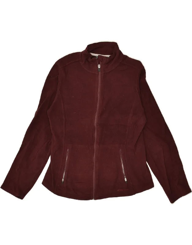 EDDIE BAUER Womens Fleece Jacket UK 12 Medium Burgundy Polyester Front Pockets Side Pockets Patch Pockets