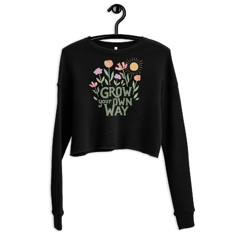 Grow Your Own Way — Crop Sweatshirt Hoodie with Back Slit Movement Comfort