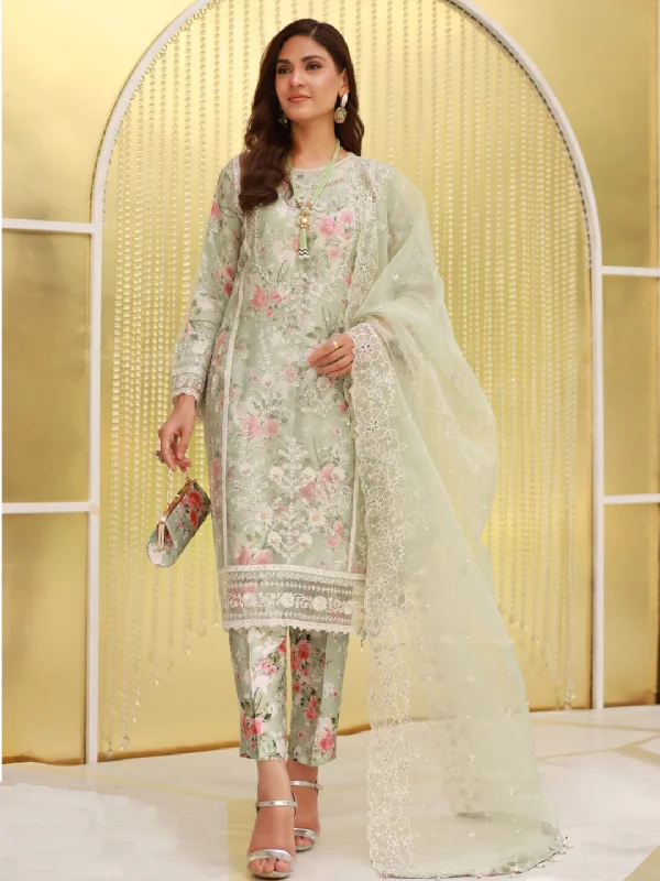 Pista Designer Heavy Semi-Stitched Pant Suit With Sequence Embroidery Digital Printed Work Trendy Printed Leggings
