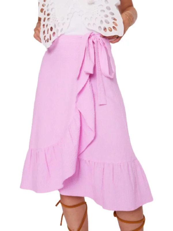 Mid Long Knot Skirt In Pink Bonbon mini skirt trendy