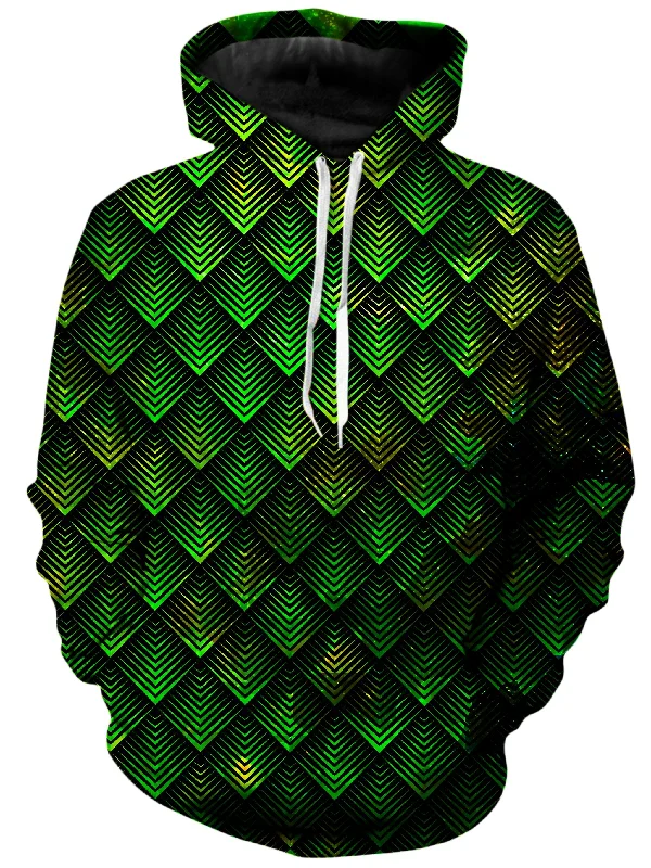 Galactic Dragon Scale Green Unisex Hoodie Hoodie with Hood Adjustable Protection