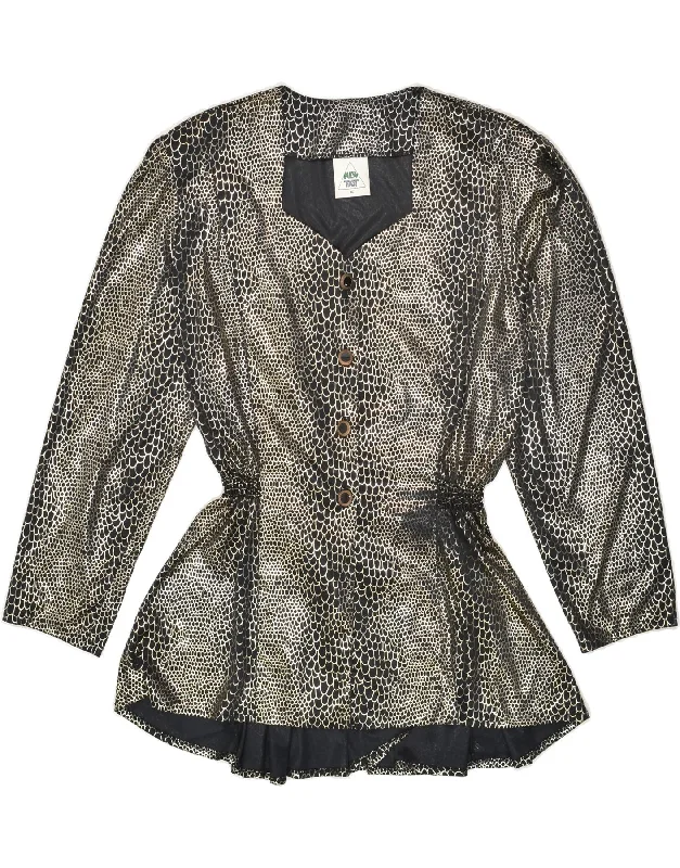NEW FAST Womens 4 Button Blazer Jacket EU 40 Medium Grey Animal Print Wool Fabric Cashmere Fabric Tweed Fabric