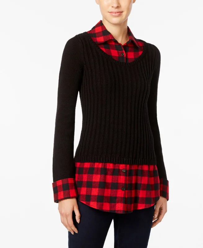 Style & Co Petite Layered Look Sweater Elasticated Padded Insulated