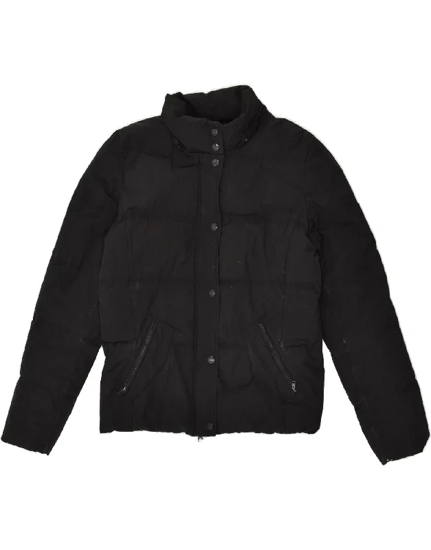 WOOLRICH Womens Padded Jacket UK 16 Large Black Denim Jacket Leather Jacket Suede Jacket