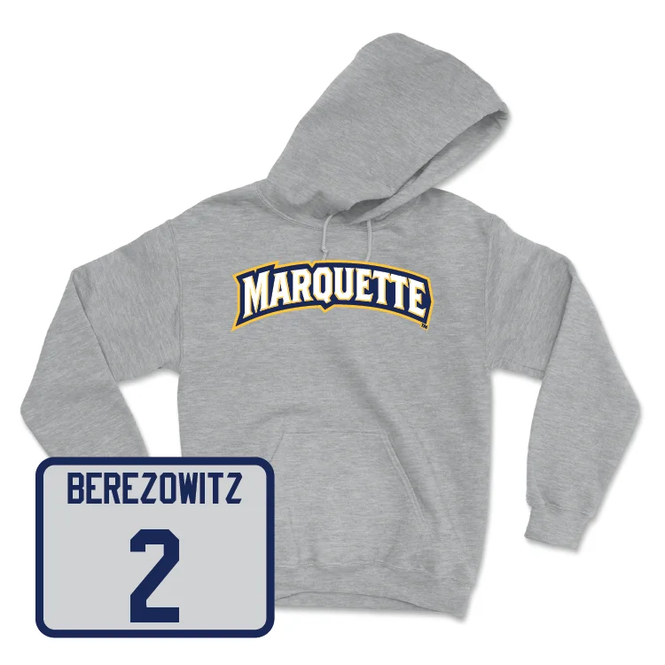 Sport Grey Women's Volleyball Wordmark Hoodie - Molly Berezowitz Hoodie with Ribbed Cuffs Snug Fit Comfort