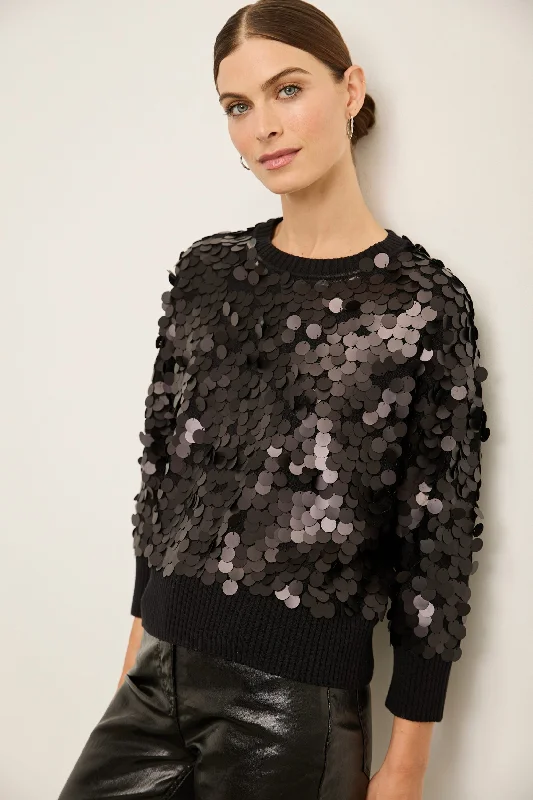 Loose sweater with sequins Real Fur Shearling Chenille
