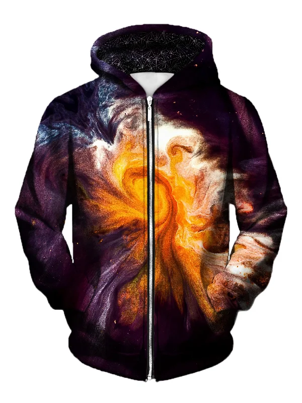 Merge Unisex Zip-Up Hoodie Hoodie with Applique Textured Unique