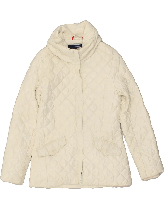 CONTE OF FLORENCE Womens Quilted Jacket IT 40 Small White Polyester Anorak Shell Jacket Lightweight Jacket
