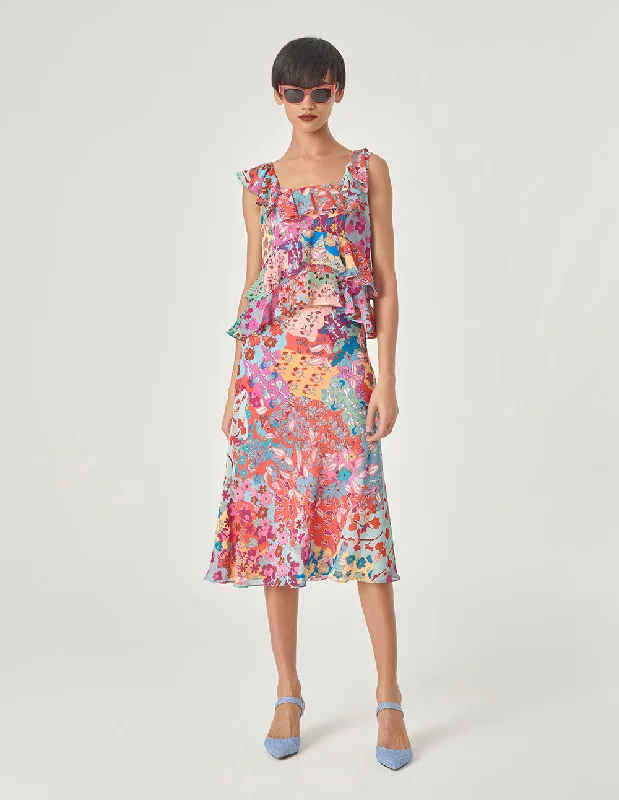 MARYLING Fishtail Print Skirt wool skirt thick