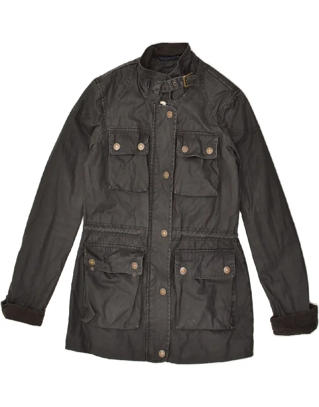 FAT FACE Womens Utility Jacket UK 6 XS Black Cotton Herringbone Jacket Houndstooth Jacket Plaid Jacket