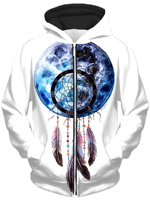 Moon Catcher Unisex Zip-Up Hoodie Hoodie with Mesh Breathable Sporty