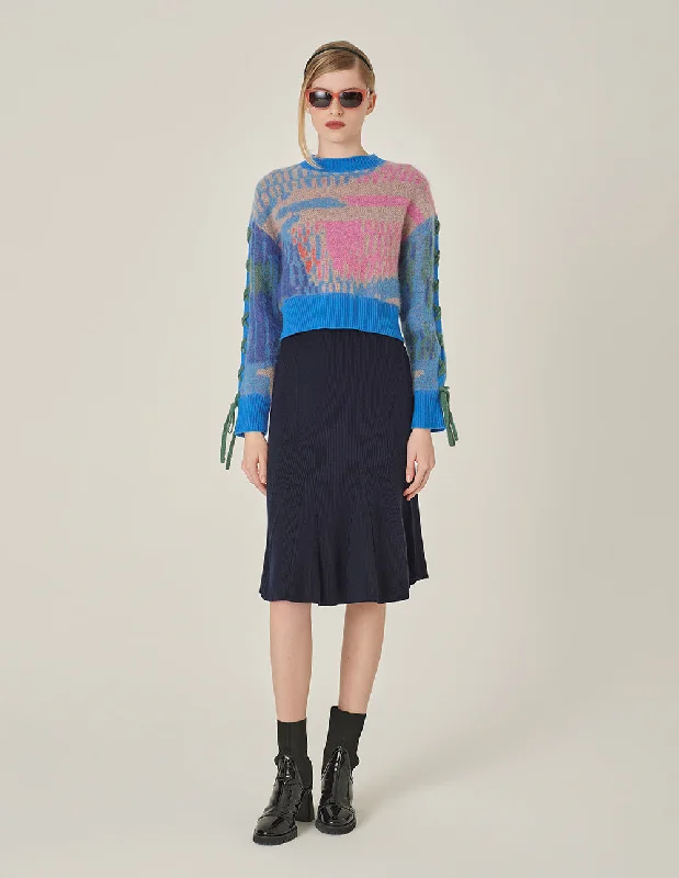 MARYLING Dark Blue Fishtail Knitted Skirt seamless skirt comfort