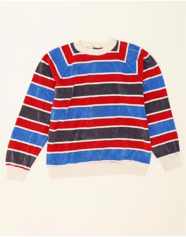 VINTAGE Womens Velour Crew Neck Jumper Sweater UK 8 Small Multicoloured Casual Formal Business
