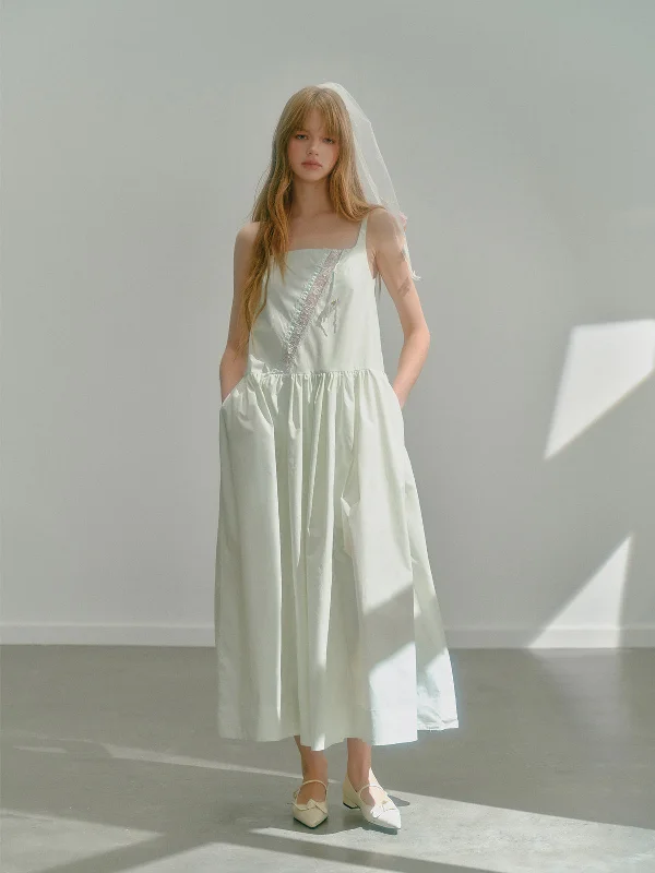 Beaded suspenders A-line relaxed long dress UNO0012 Tunics Essential wardrobe