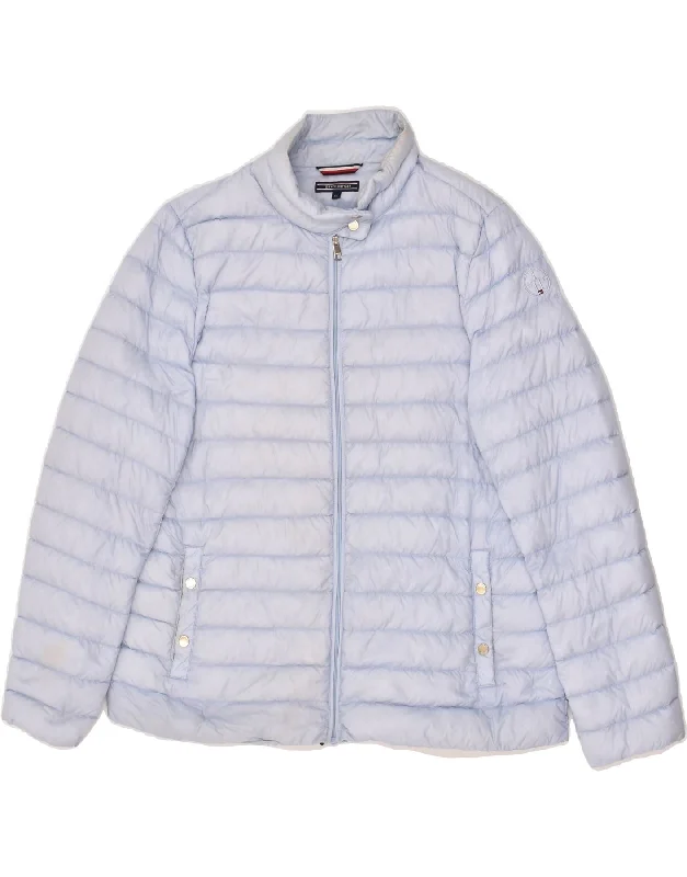 TOMMY HILFIGER Womens Padded Jacket UK 20 2XL Blue Polyamide Rayon Fabric Velvet Fabric Corduroy Fabric