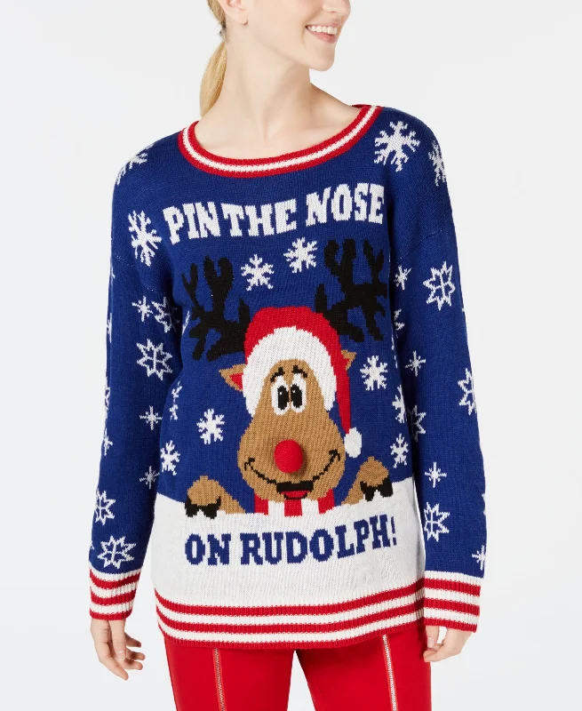 Ultra Flirt By Ikeddi Juniors Rudolph Reindeer Sweater Glossy Satin Silk