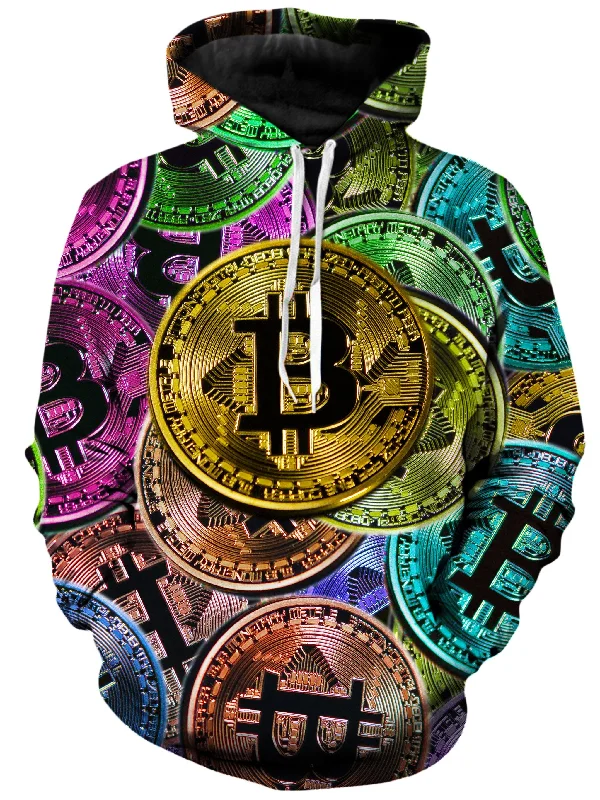 Bitcoin Pattern Hoodie Hoodie with Lace Feminine Delicate