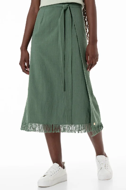 Wrap Skirt _ 153854 _ Green belted skirt waist