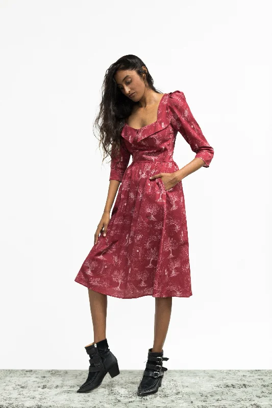 Marisol Dress / Ruby Red + Alabaster Cotton Toile Tunics Spring floral