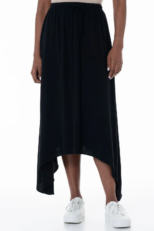 Hanky Hem Skirt _ 152029 _ Black silk skirt luxurious