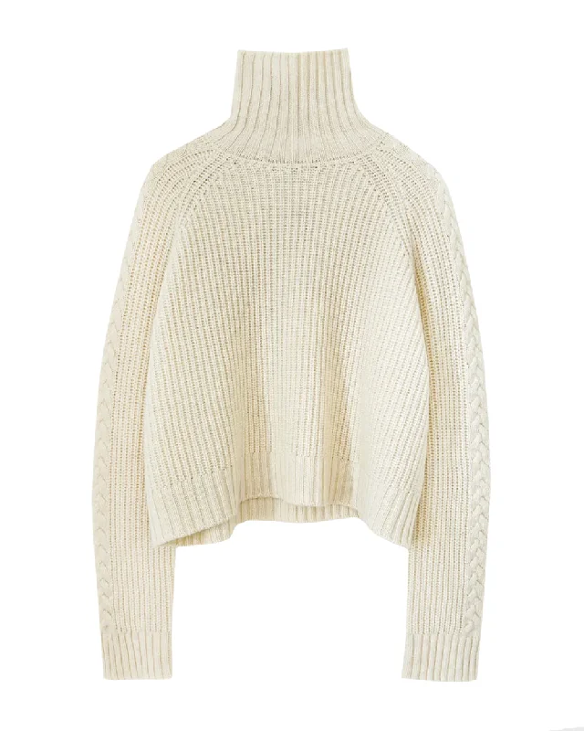 Milk Cashmere Chelsea Turtleneck Sweater Elasticated Padded Insulated