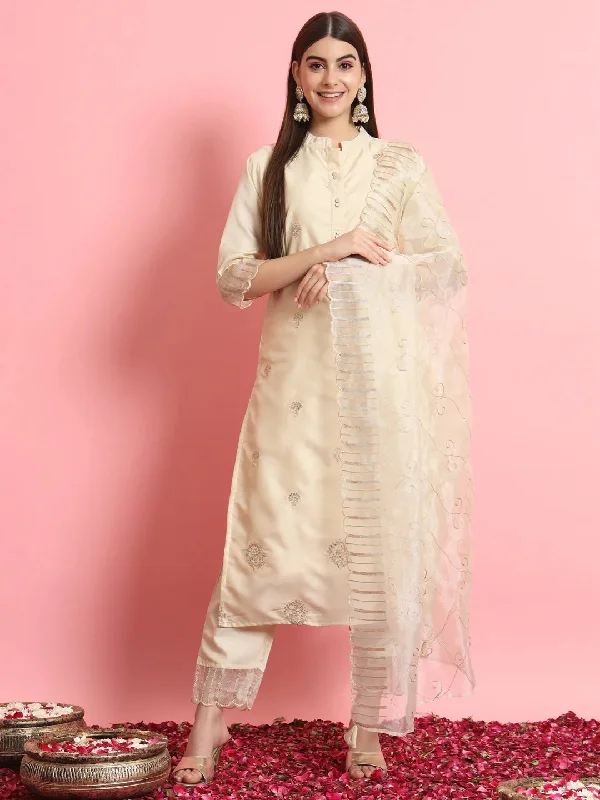 White Premium Designer Pant Suit With Embroidery Work Trendy Wide-Legged Trousers