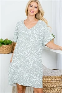 Sage & White Leopard Dress (size down) Tunics Sophisticated sleek