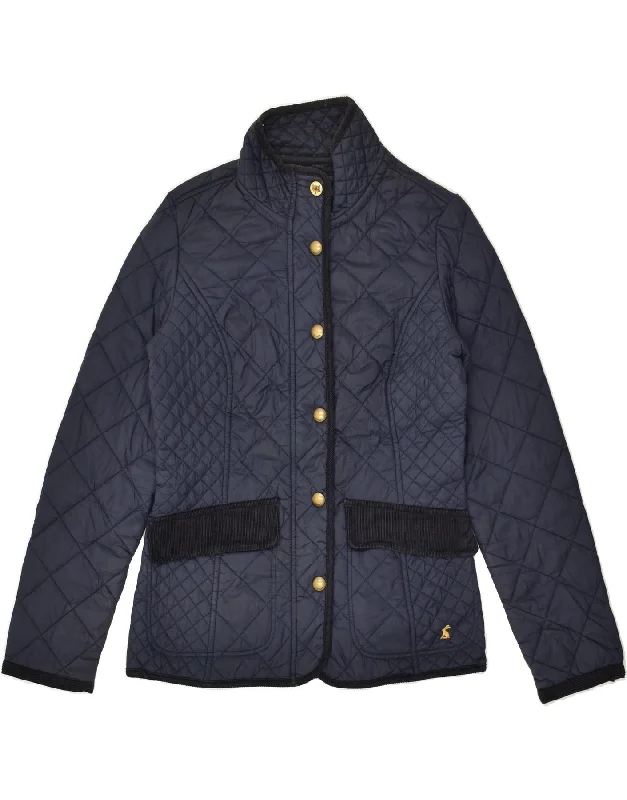 JOULES Womens Quilted Jacket UK 8 Small Navy Blue Polyamide Cotton Jacket Linen Jacket Terry Jacket