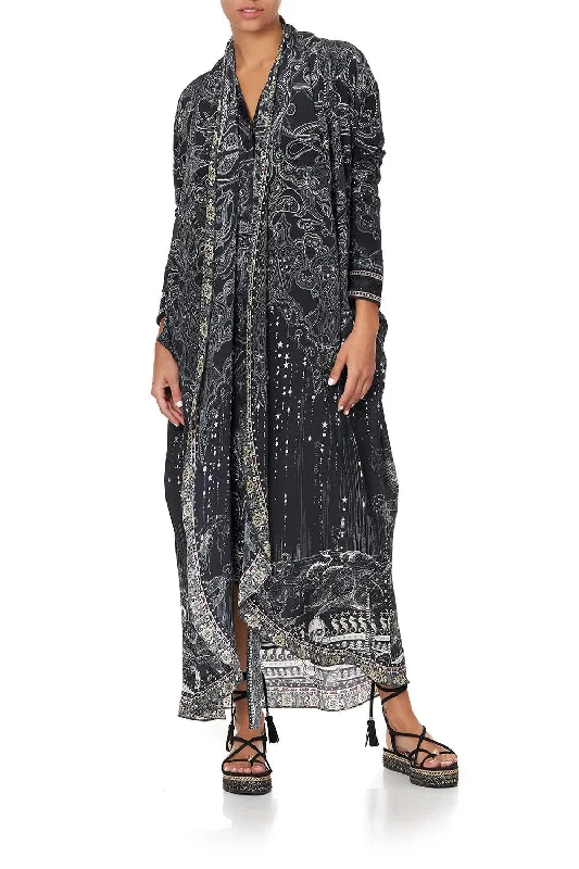 LONG CASUAL JACKET WITH POCKETS MIDNIGHT PEARL V-Neck Jacket Boat Neck Jacket Square Neck Jacket
