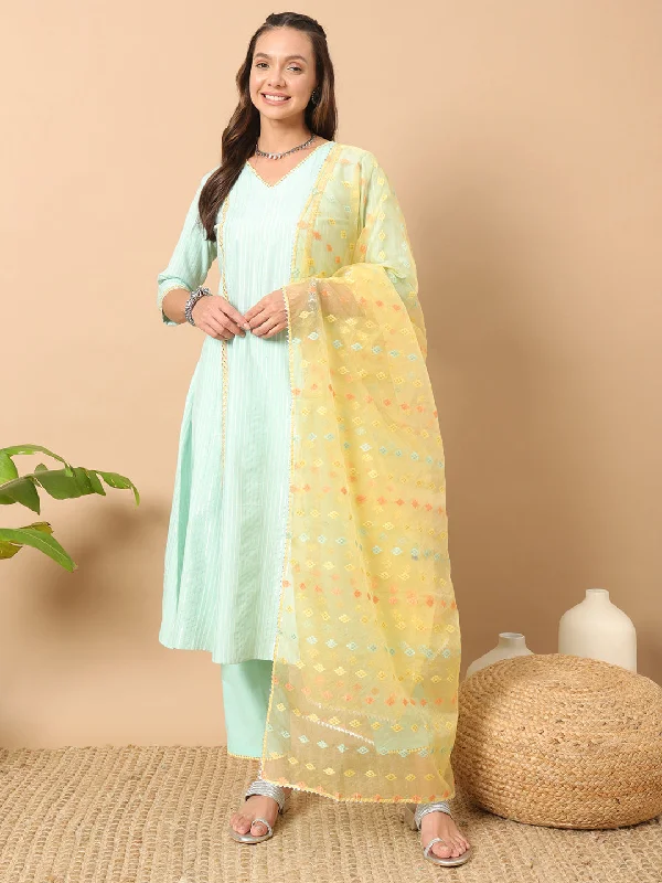 Sea Green Designer Readymade Pant Suit Embroidery Work Modern Skinny Pants