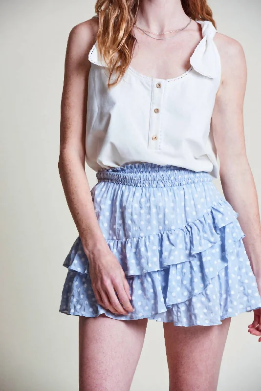 The Mini Skirt In Blue Polka Dot cashmere skirt plush