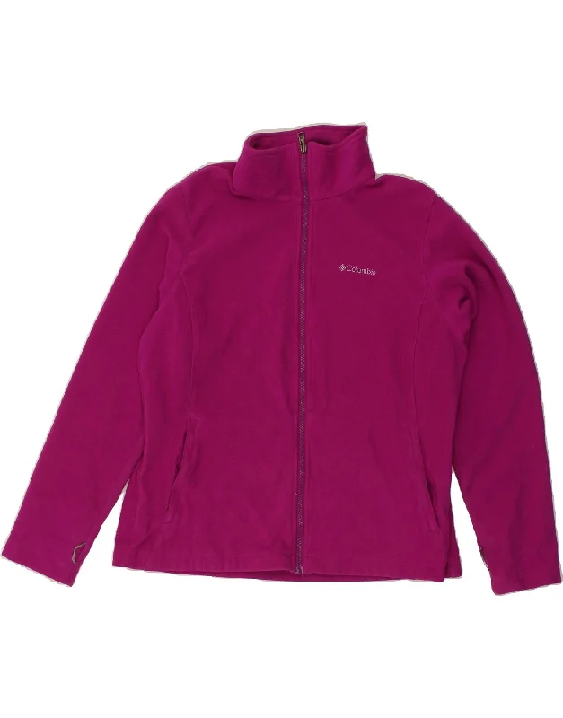 COLUMBIA Womens Fleece Jacket UK 18 XL Pink Polyester Rayon Jacket Velvet Jacket Corduroy Jacket