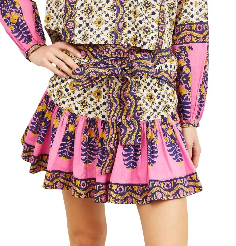 Ruby Mini Skirt In Zina Print silk skirt sleek