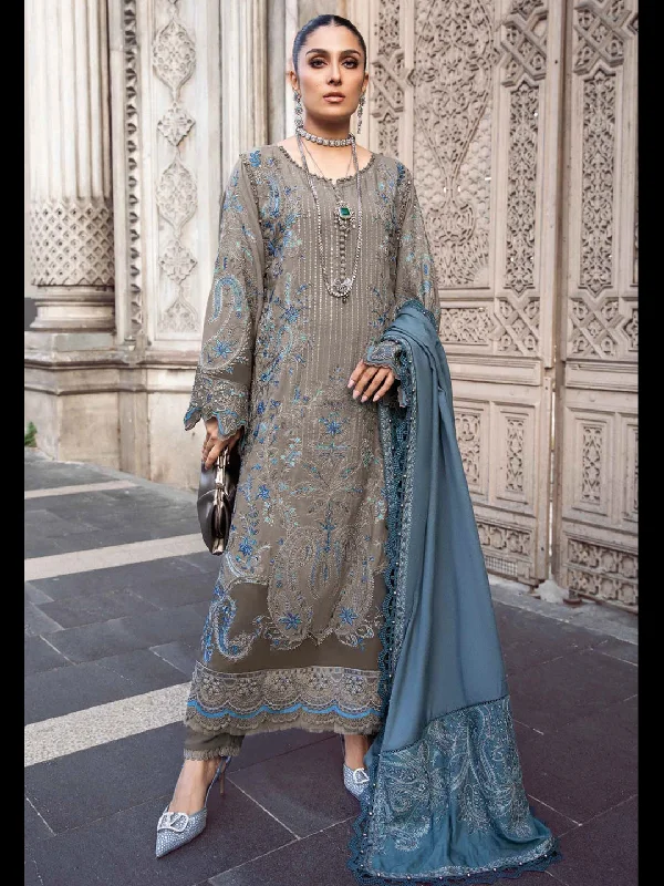 Dark Beige Classy Designer Semi-Stitched Pant Suit Embroidery Work Formal Linen Trousers