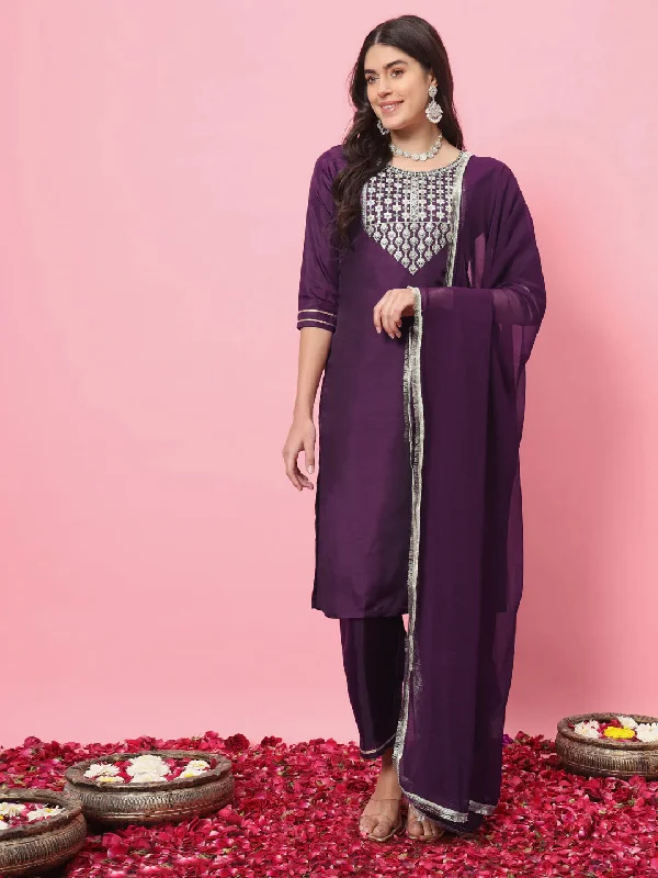 Purple Premium Designer Party Wear Readymade Suit Pant Comfortable Denim Pants