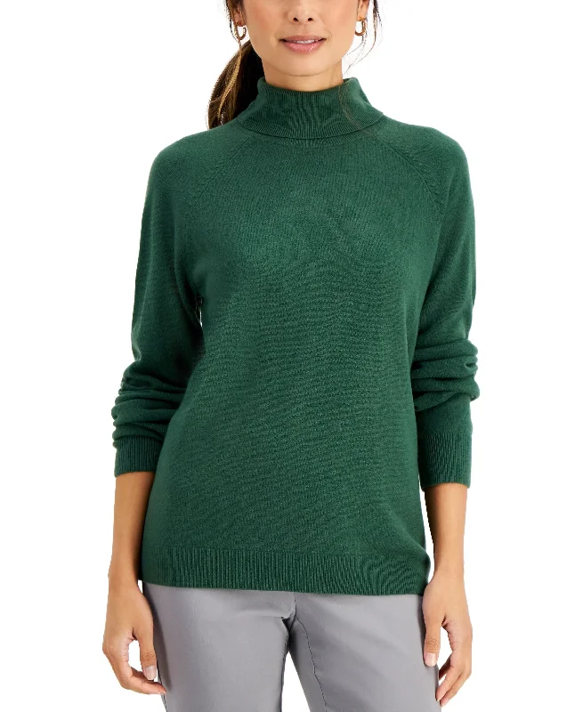 Karen Scott Petite Luxsoft Turtleneck Sweater Boxy Sweater Fitted Sweater A-Line