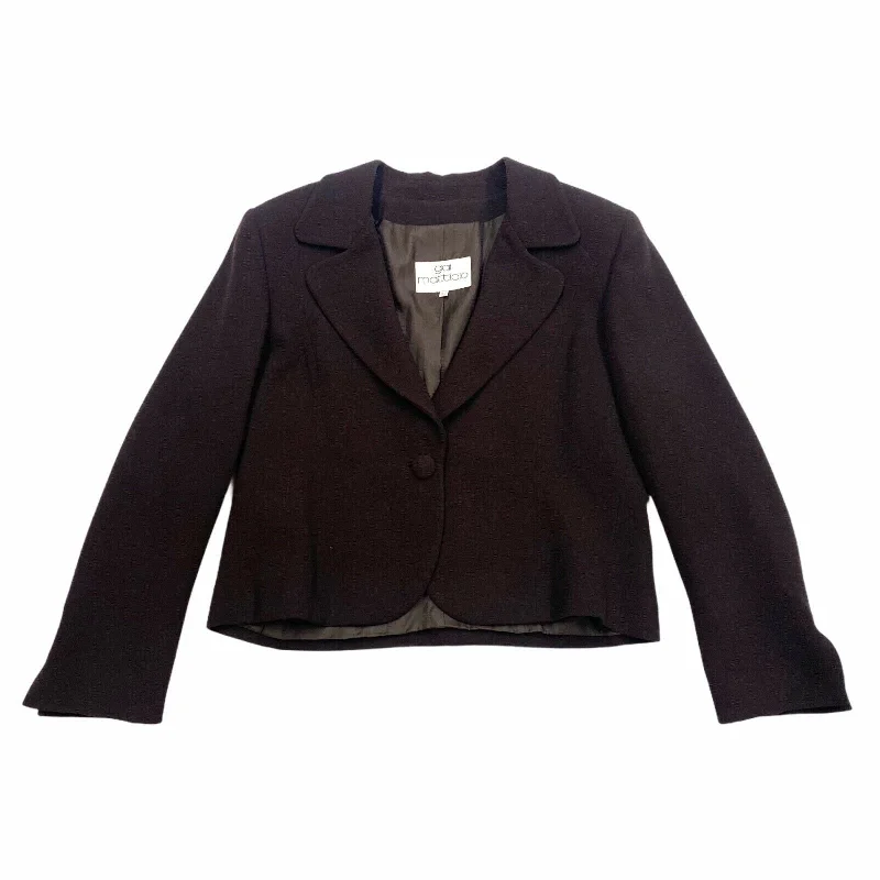 Gai Mattiolo Women's Single Button Blazer Jacket | Vintage Designer Brown VTG Print Jacket Jacquard Jacket Embroidered Jacket